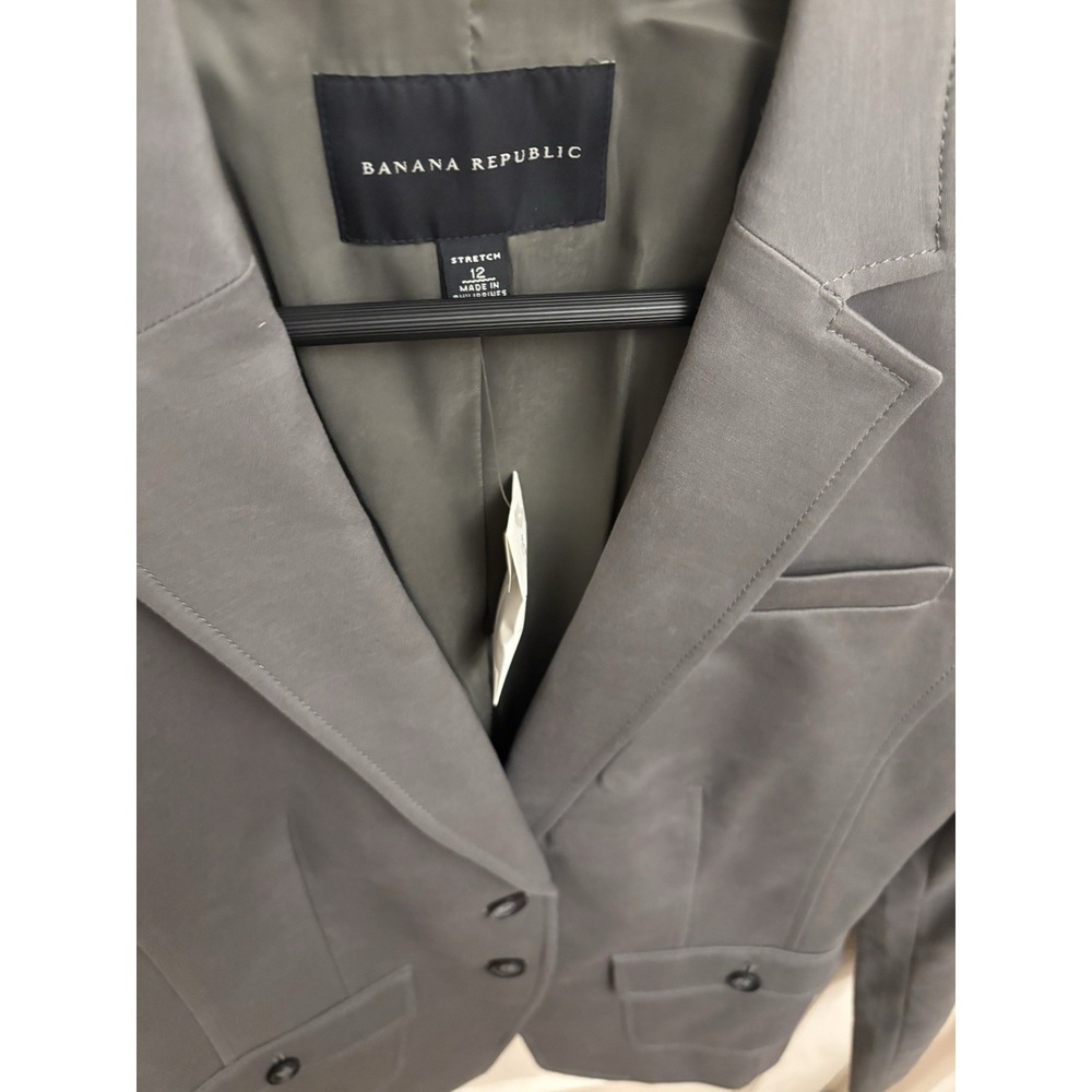 Banana‎ Republic Women's Gray Tailored Two Button Blazer Lined Size 12 $149 NWOT - Picture 2 of 7